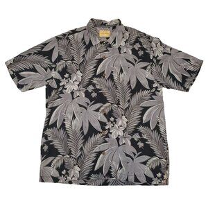 Tommy Bahama Silk Hawaiian Floral Aloha Button Down Shirt Size M Leaf Tropical
